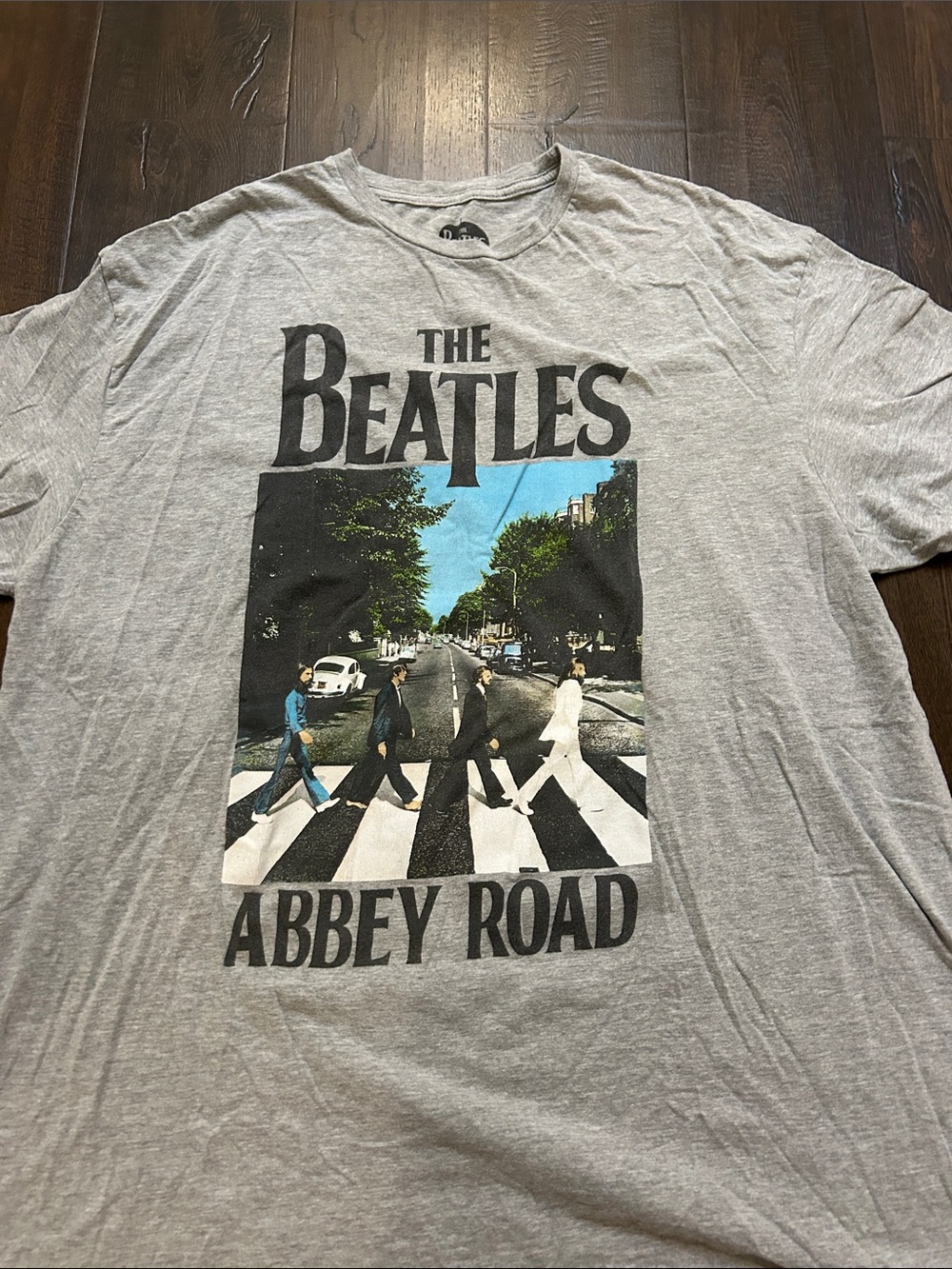 The Beatles Black Logo Tee on Light Gray